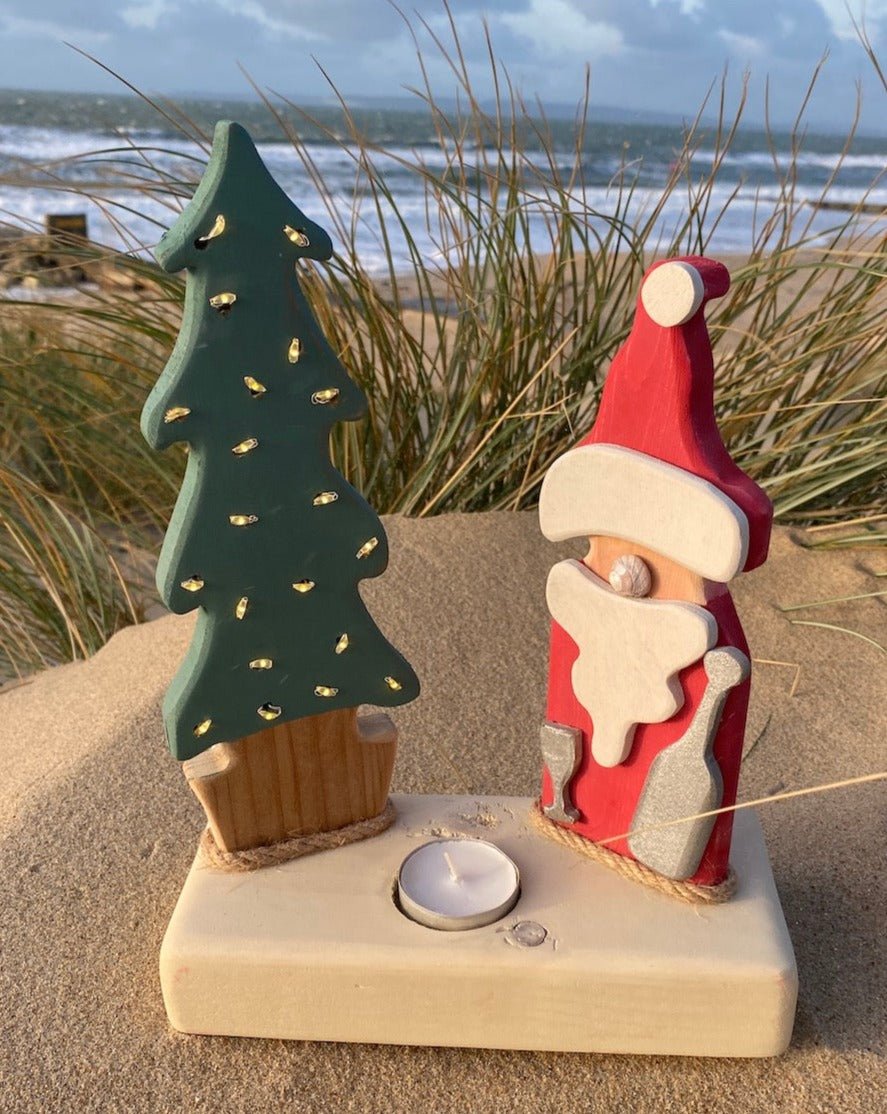 Driftcraft Christmas - Christmas Tree with lights and Santa with Prosecco - Drift Craft by Jo