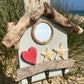 Driftwood Beach Hut Key Hooks - Light Green with Heart and Starfish - Drift Craft by Jo