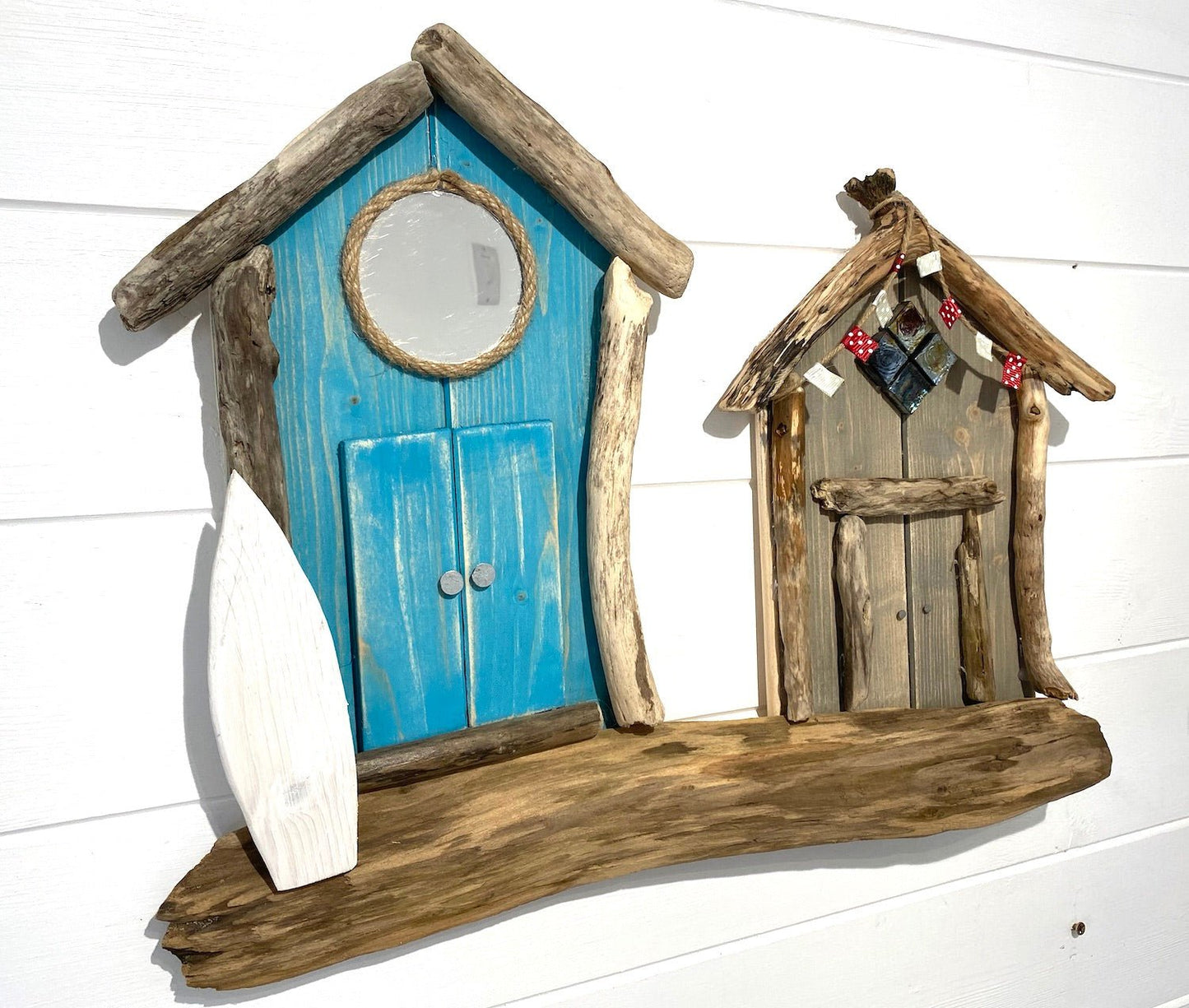 Driftwood Double Beach Hut Surf Shack - Blue / Grey - Drift Craft by Jo