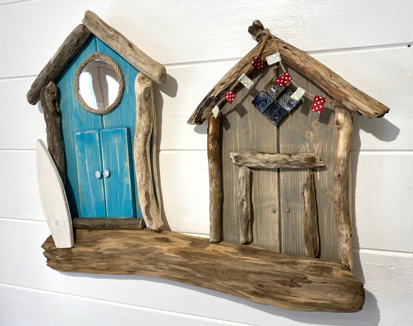 Driftwood Double Beach Hut Surf Shack - Blue / Grey - Drift Craft by Jo