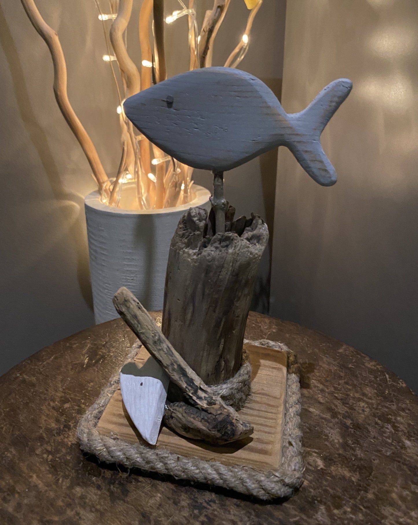 Driftwood Fish Home Decor with heart - Small - Drift Craft by Jo