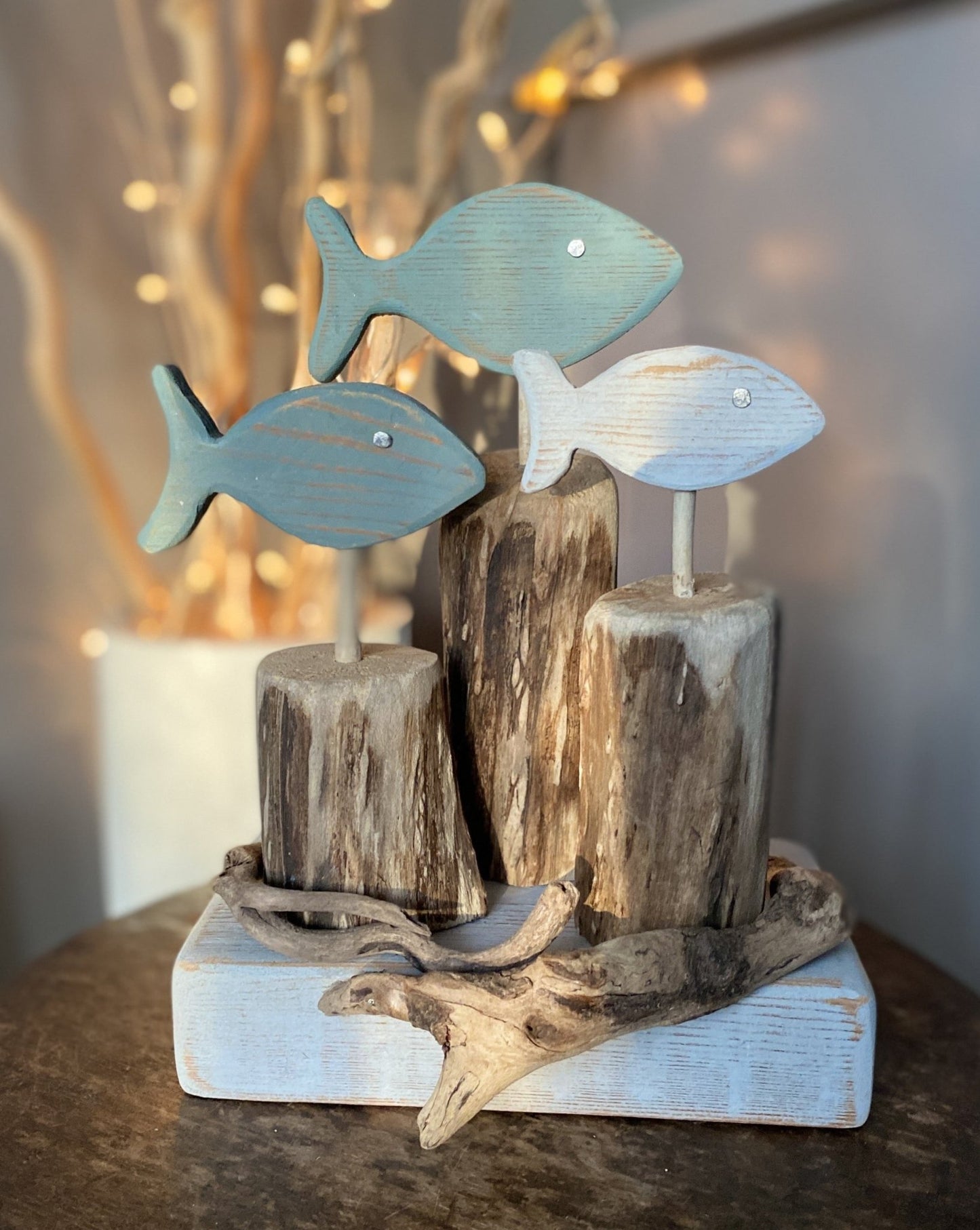Driftwood Home Decor with Three Fish - Drift Craft by Jo