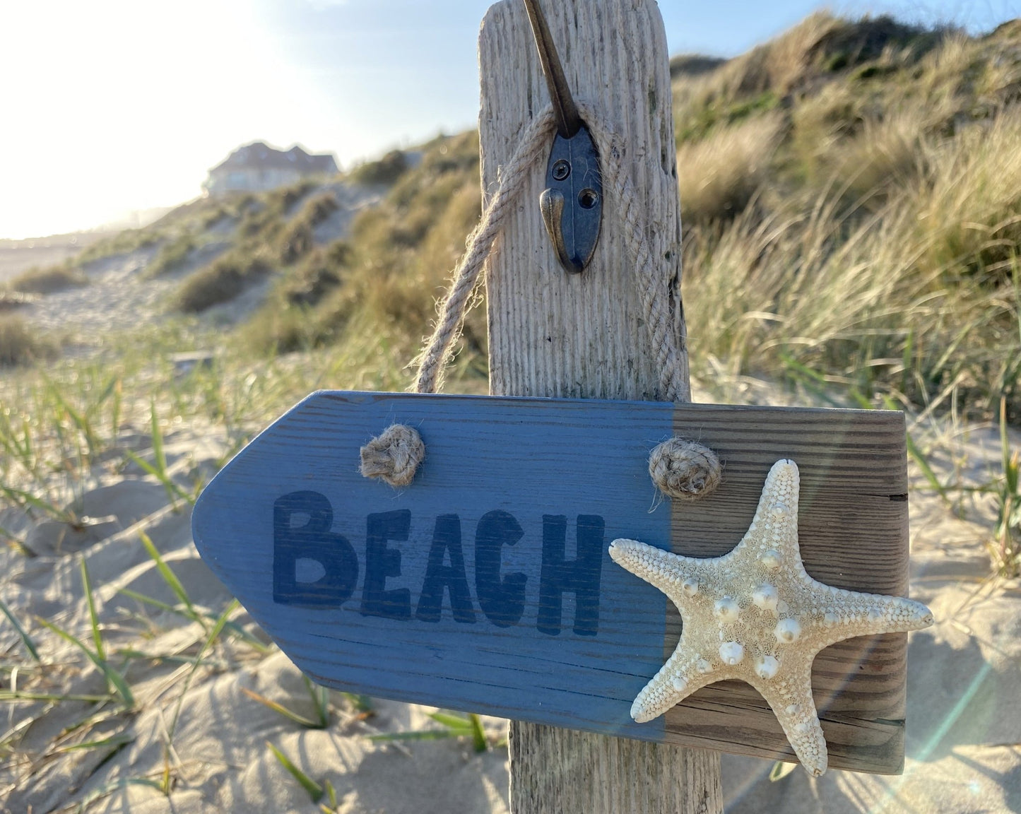 Rustic beach sign with starfish - Drift Craft by Jo