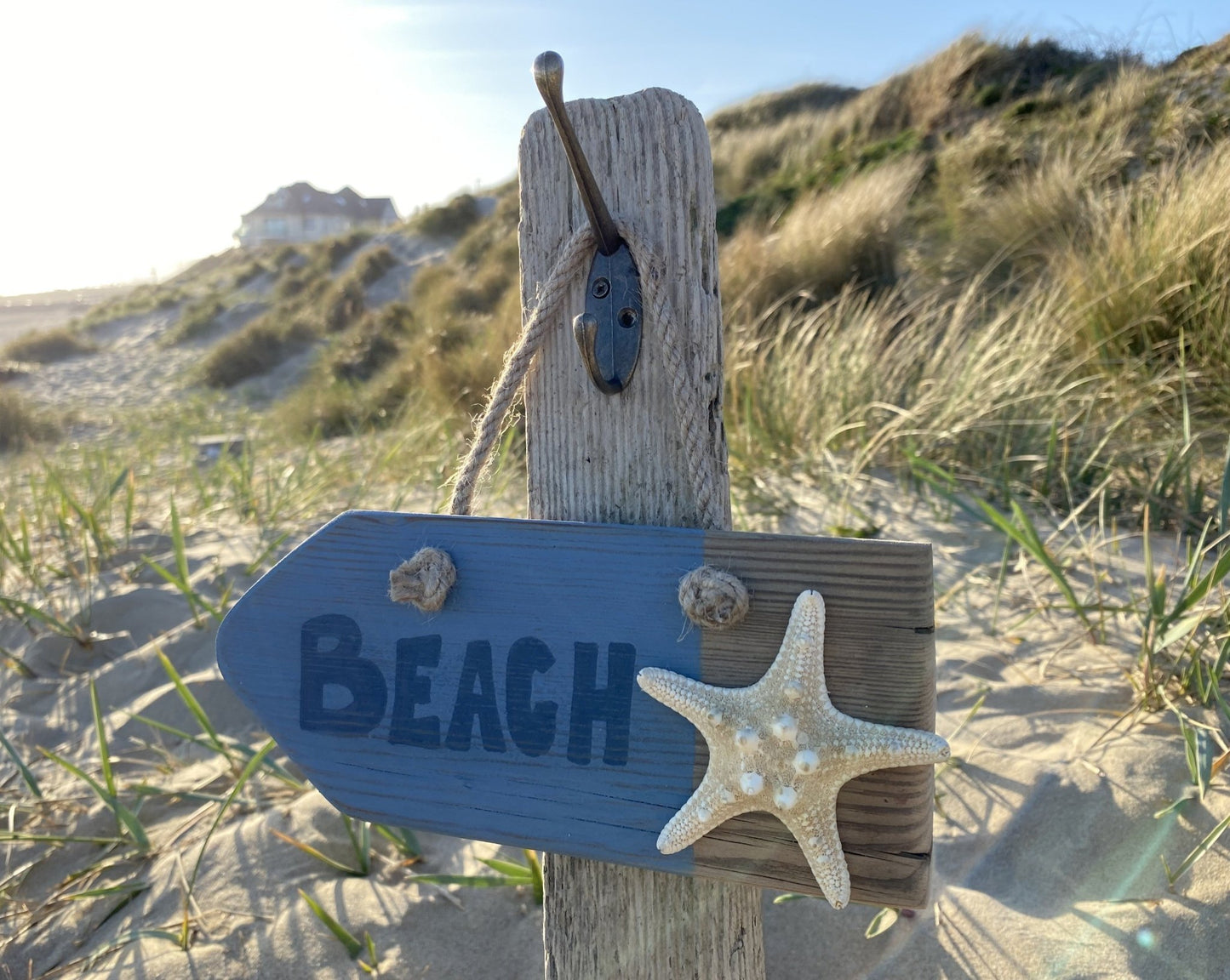Rustic beach sign with starfish - Drift Craft by Jo