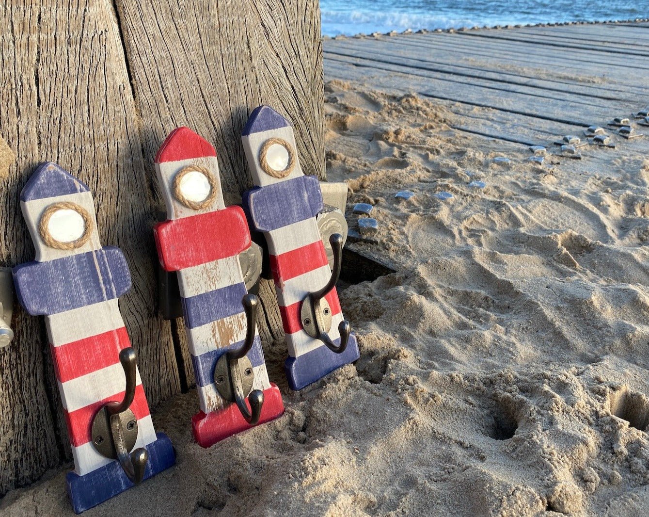 Rustic Lighthouse Coat Hooks - Drift Craft by Jo