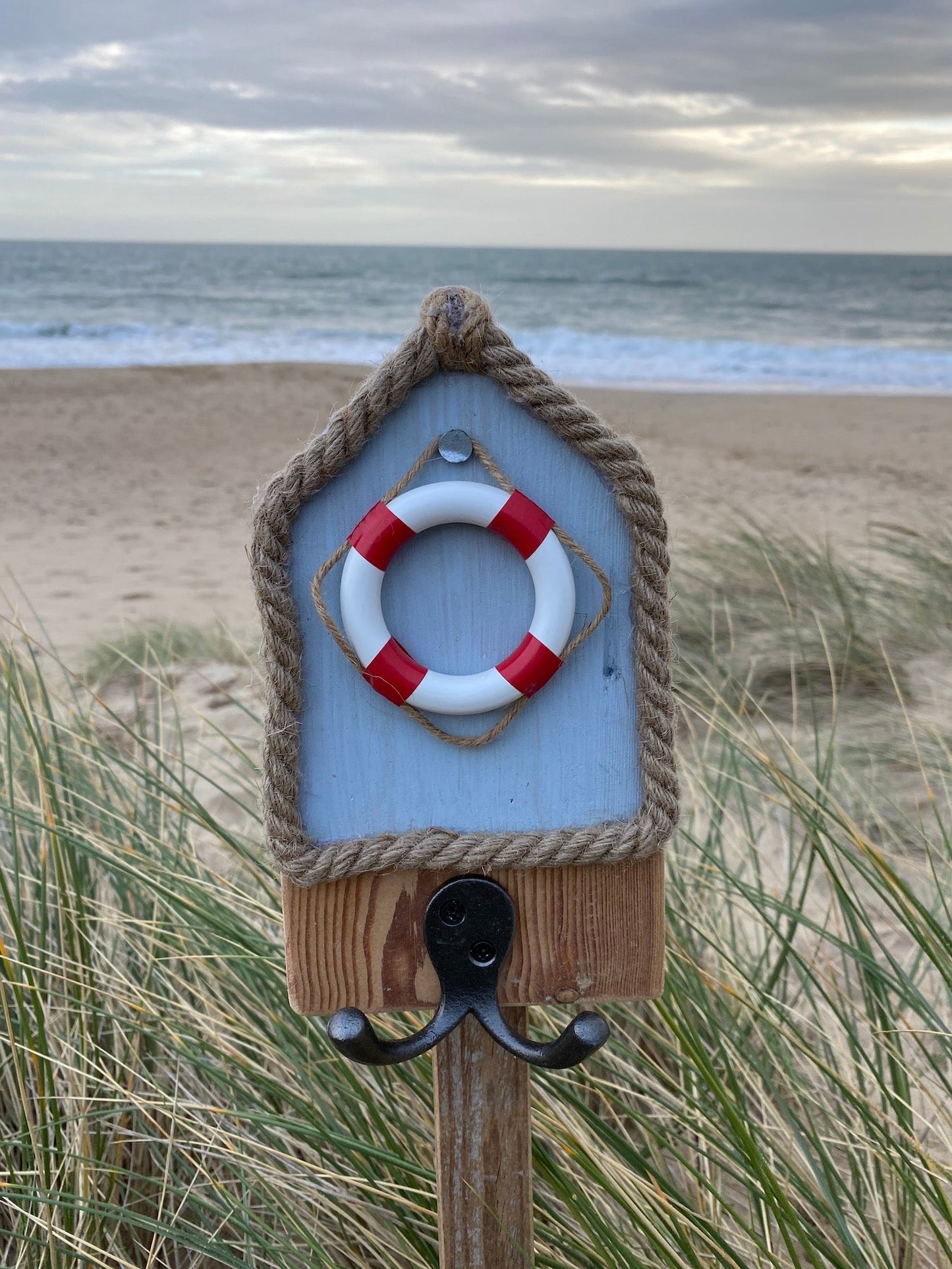 Rustic Nautical Hooks with rope and Lifebouy - Drift Craft by Jo