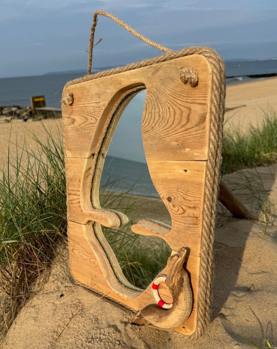 Driftwood mirror - Sail boat with Rope - Drift Craft by Jo