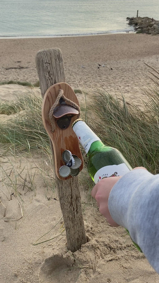 Flip Flop Bottle Opener with Magnetic Catcher - Single