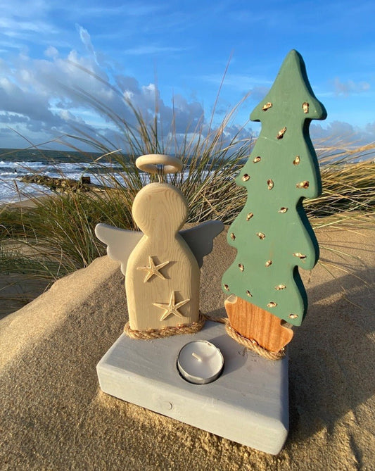 Driftcraft Christmas - Angel and Christmas Tree with lights - Drift Craft by Jo