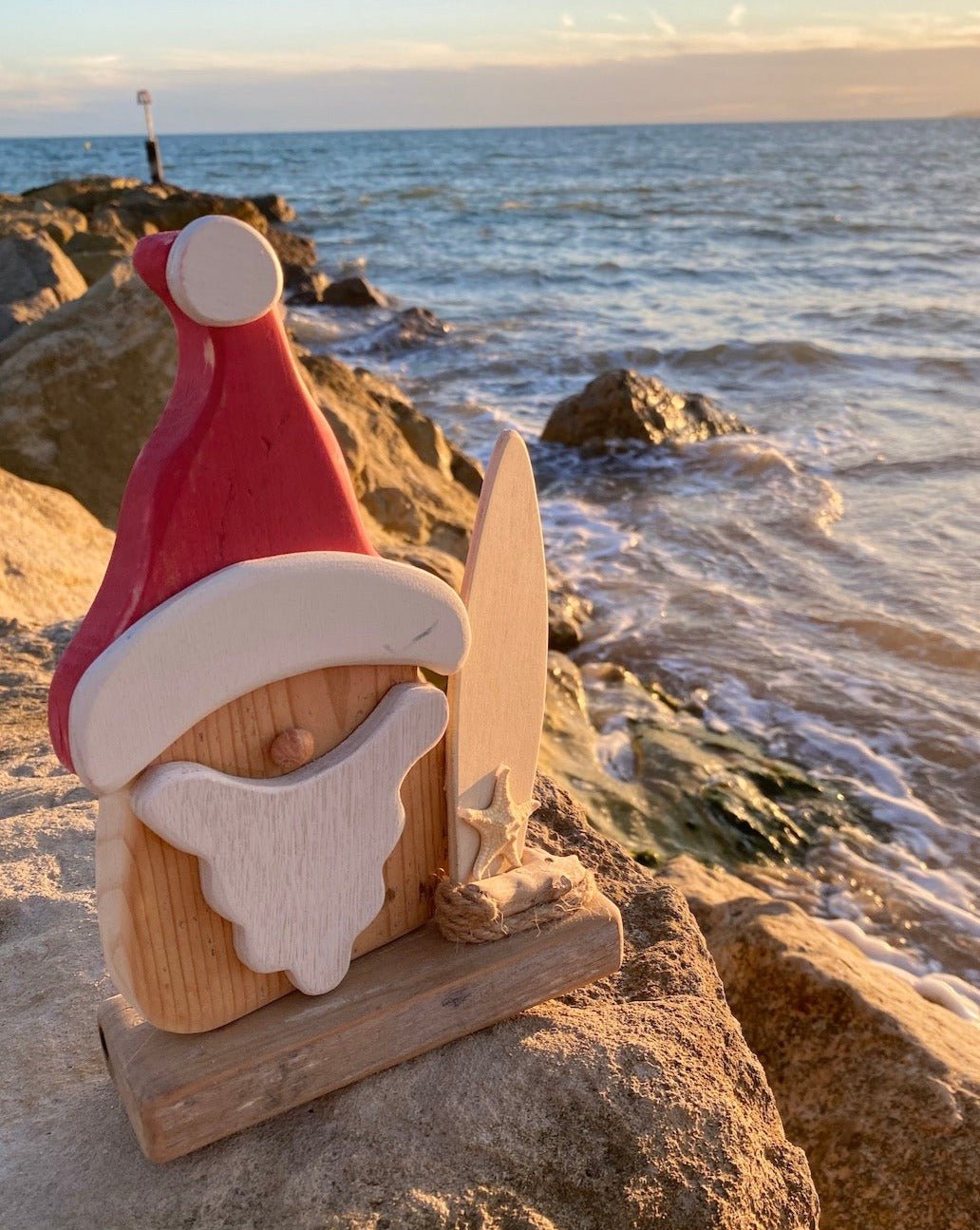 Driftcraft Christmas - Santa with Cream Surf board - Drift Craft by Jo