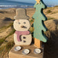 Driftcraft Christmas Tree with lights and Snowman - Purple Scarf - Drift Craft by Jo