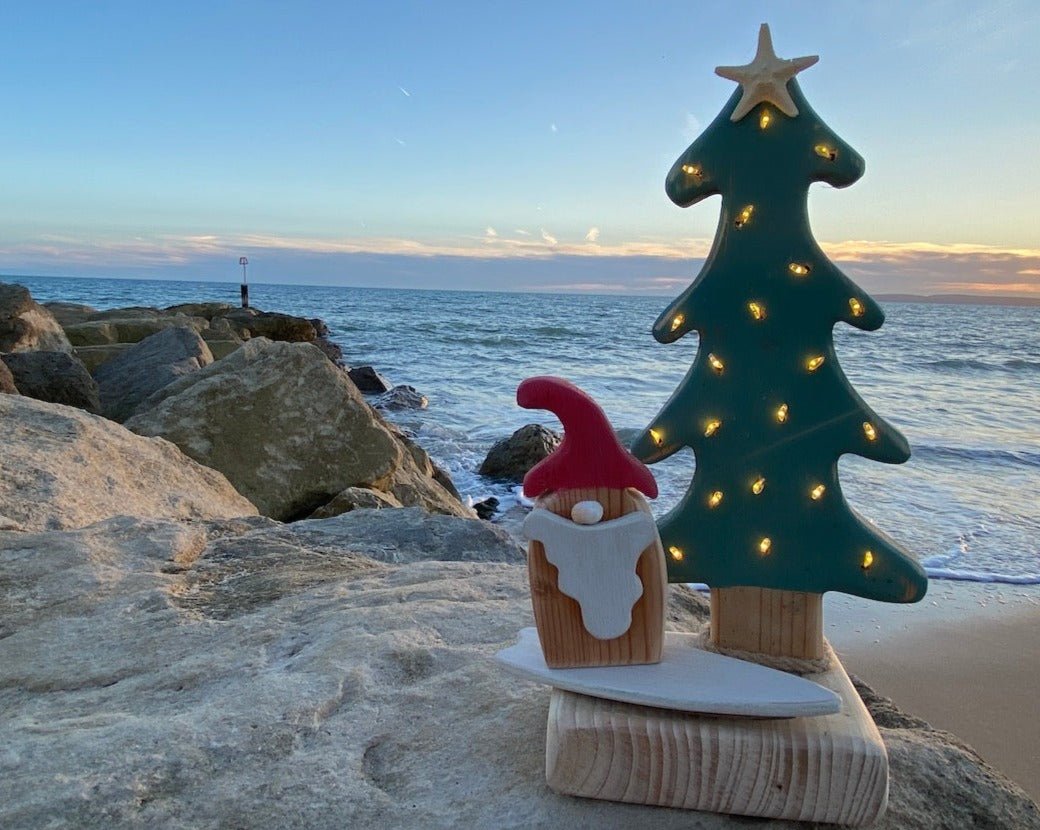 Driftcraft Christmas Tree with lights and Surfing Santa - Drift Craft by Jo