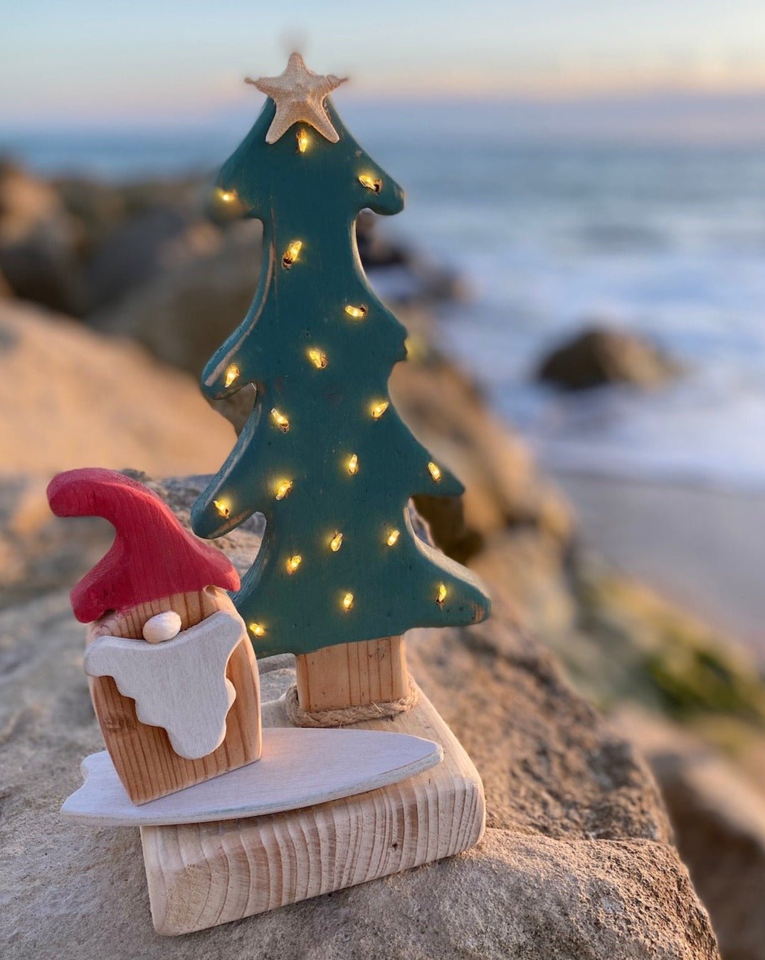 Driftcraft Christmas Tree with lights and Surfing Santa - Drift Craft by Jo