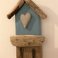 Driftwood Beach Hut Hooks with Heart - Light Blue - Drift Craft by Jo