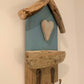 Driftwood Beach Hut Hooks with Heart - Light Blue - Drift Craft by Jo