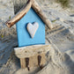 Driftwood Beach Hut Hooks with Heart - Light Blue - Drift Craft by Jo