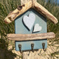 Driftwood Beach Hut Key Hooks - Aqua with Hearts - Drift Craft by Jo