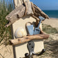 Driftwood Beach Hut Key Hooks - Cream with Bucket & Spade - Drift Craft by Jo