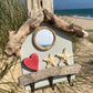 Driftwood Beach Hut Key Hooks - Light Green with Heart and Starfish - Drift Craft by Jo