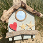 Driftwood Beach Hut Key Hooks - Light Green with Heart and Starfish - Drift Craft by Jo