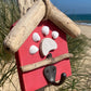 Driftwood Beach Hut Key Hooks - Red with Paw Print - Drift Craft by Jo