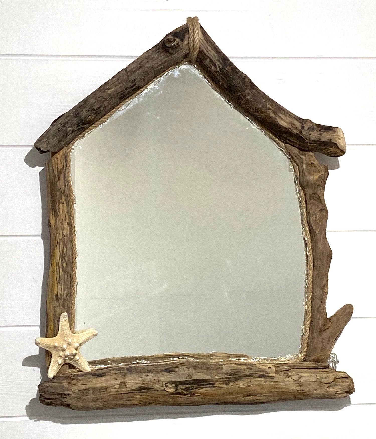 Driftwood Beach Hut Mirror with Lights - Drift Craft by Jo