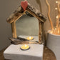 Driftwood Beach hut mirror with tea light - Red Heart - Drift Craft by Jo