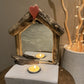 Driftwood Beach hut mirror with tea light - Red Heart - Drift Craft by Jo