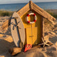 Driftwood Beach Hut SUP Shack - Yellow with flip flops, starfish and life bouy - Drift Craft by Jo