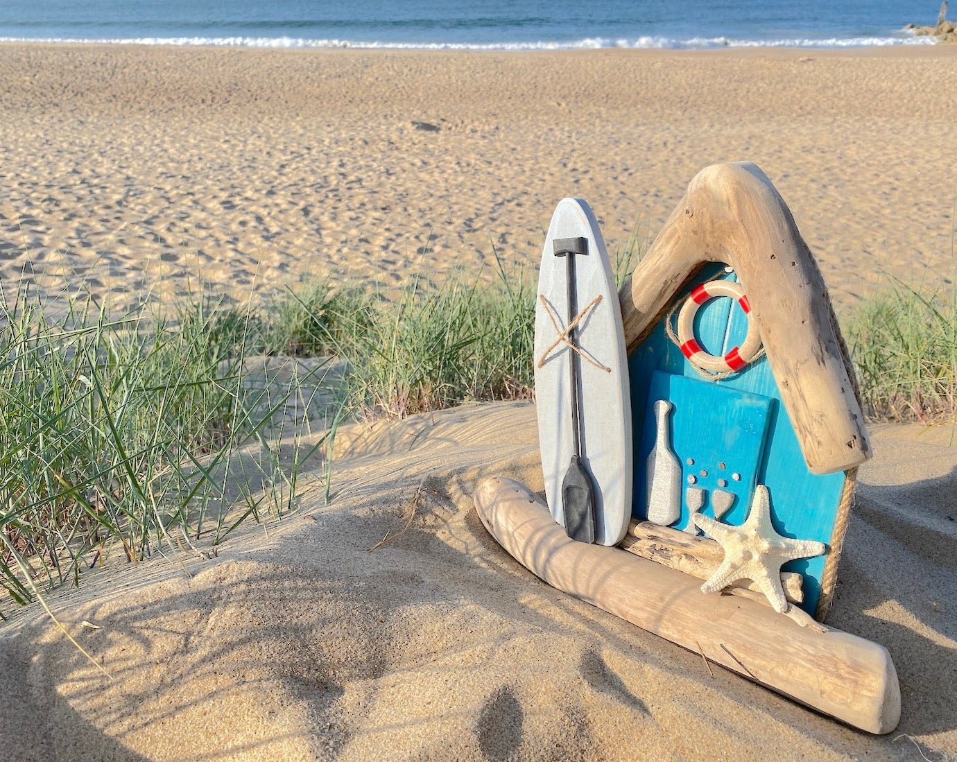 Driftwood Beach Hut - Turquoise, Paddleboard, Prosecco, Lifebouy and Starfish - Drift Craft by Jo