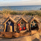 Driftwood Beach Huts - Triple Blue, Grey, Aqua - Drift Craft by Jo