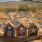 Driftwood Beach Huts - Triple Blue, Grey, Aqua - Drift Craft by Jo
