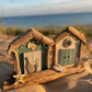 Driftwood beach huts with Fairy lights - double Blue Aqua - Drift Craft by Jo