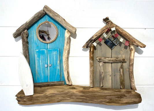 Driftwood Double Beach Hut Surf Shack - Blue / Grey - Drift Craft by Jo