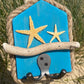 Driftwood Key Hooks - Turquoise with Starfish - Drift Craft by Jo