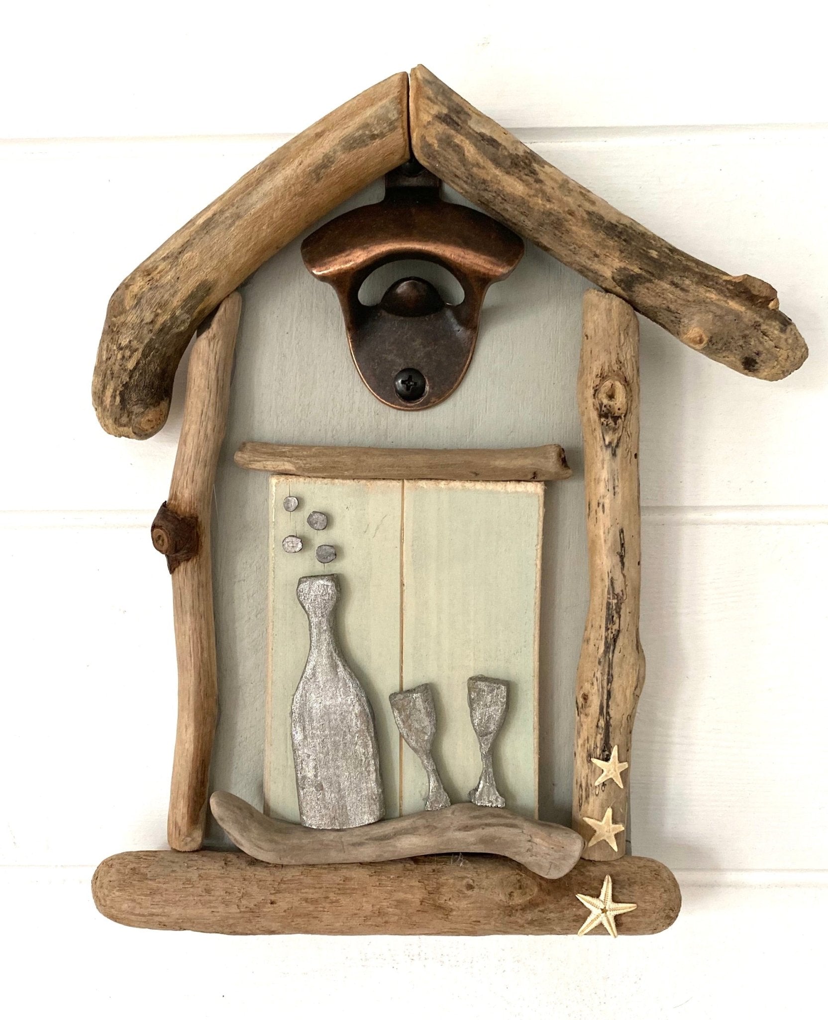 Driftwood Mini Beach Hut Bottle Opener - Green - Drift Craft by Jo