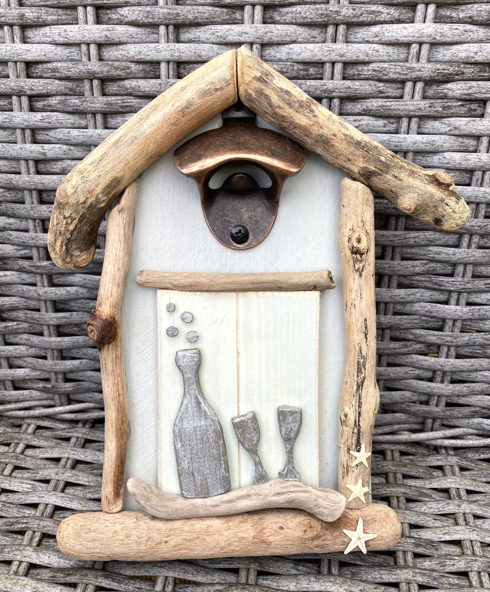 Driftwood Mini Beach Hut Bottle Opener - Green - Drift Craft by Jo