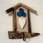 Driftwood Mini Beach Hut Key Hooks - Grey with Heart - Drift Craft by Jo