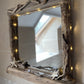 Driftwood Mirror - Square with Lights and Starfish Detail - Drift Craft by Jo