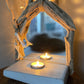 Driftwood Mirror with 1 tea light holder - Grey with 2 Fish - Drift Craft by Jo