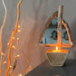 Driftwood Sailboat Tea Light Holder with Mirror Sail - Drift Craft by Jo