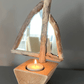 Driftwood Sailboat Tea Light Holder with Mirror Sail - Drift Craft by Jo