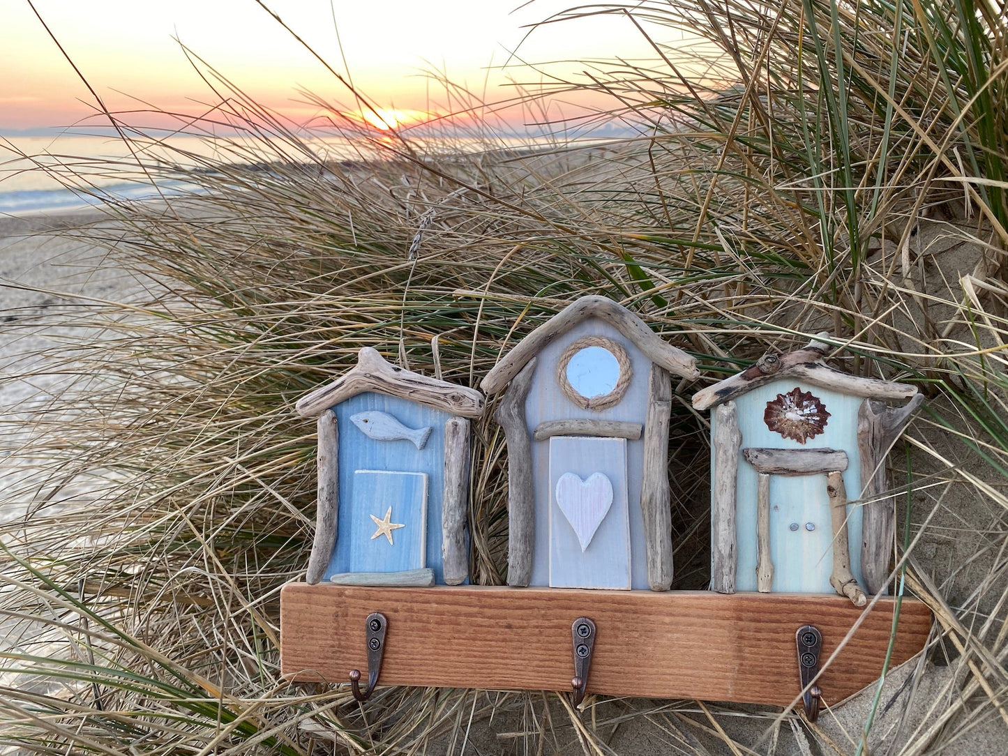 Driftwood Triple Beach Hut Hooks - Drift Craft by Jo