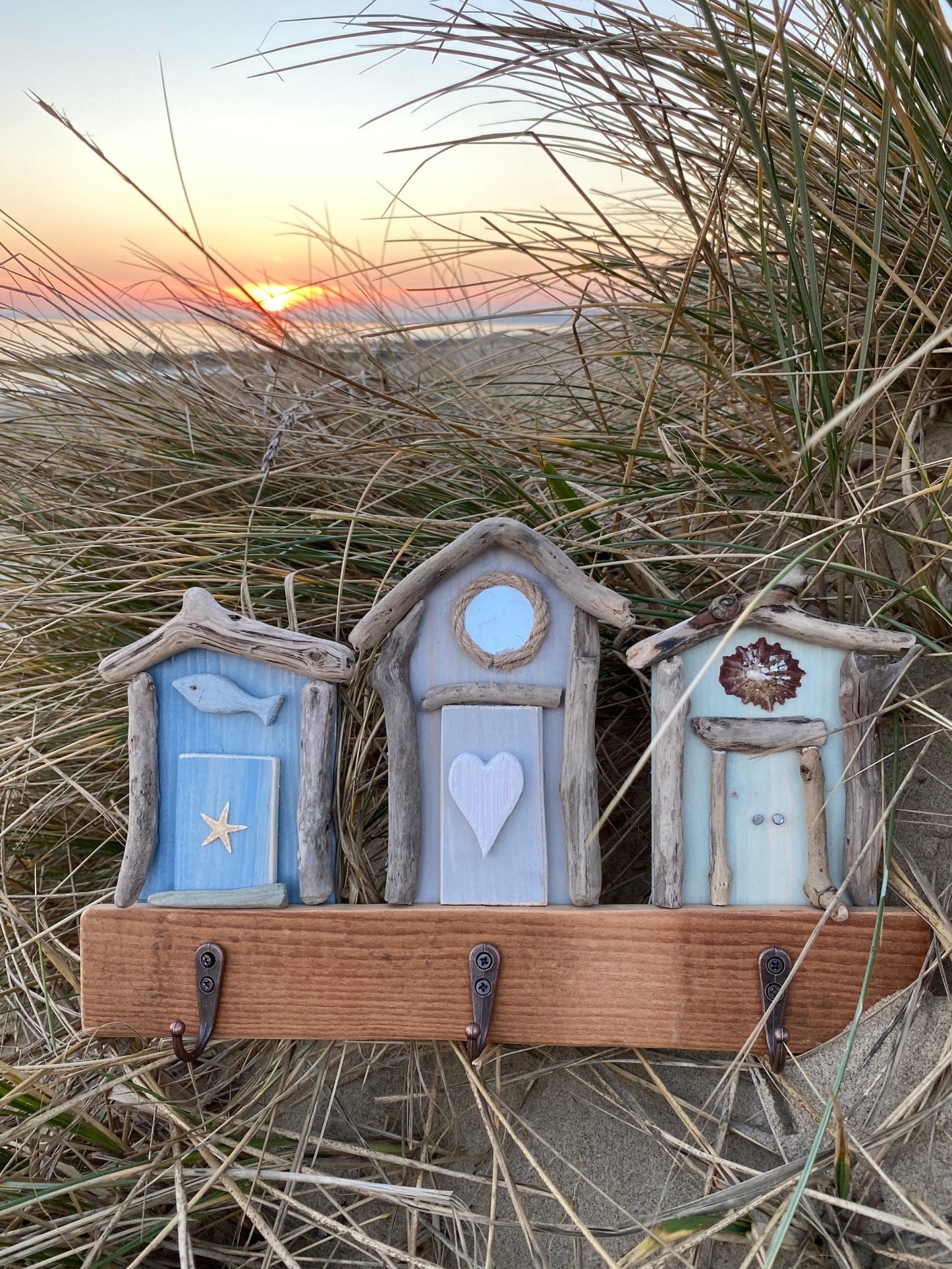Driftwood Triple Beach Hut Hooks - Drift Craft by Jo