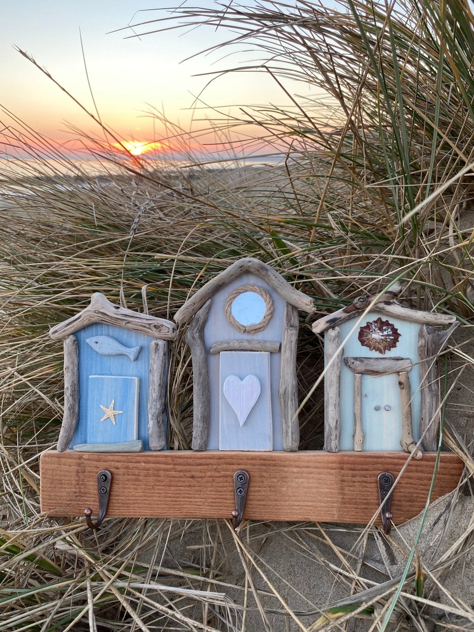 Driftwood Triple Beach Hut Hooks - Drift Craft by Jo