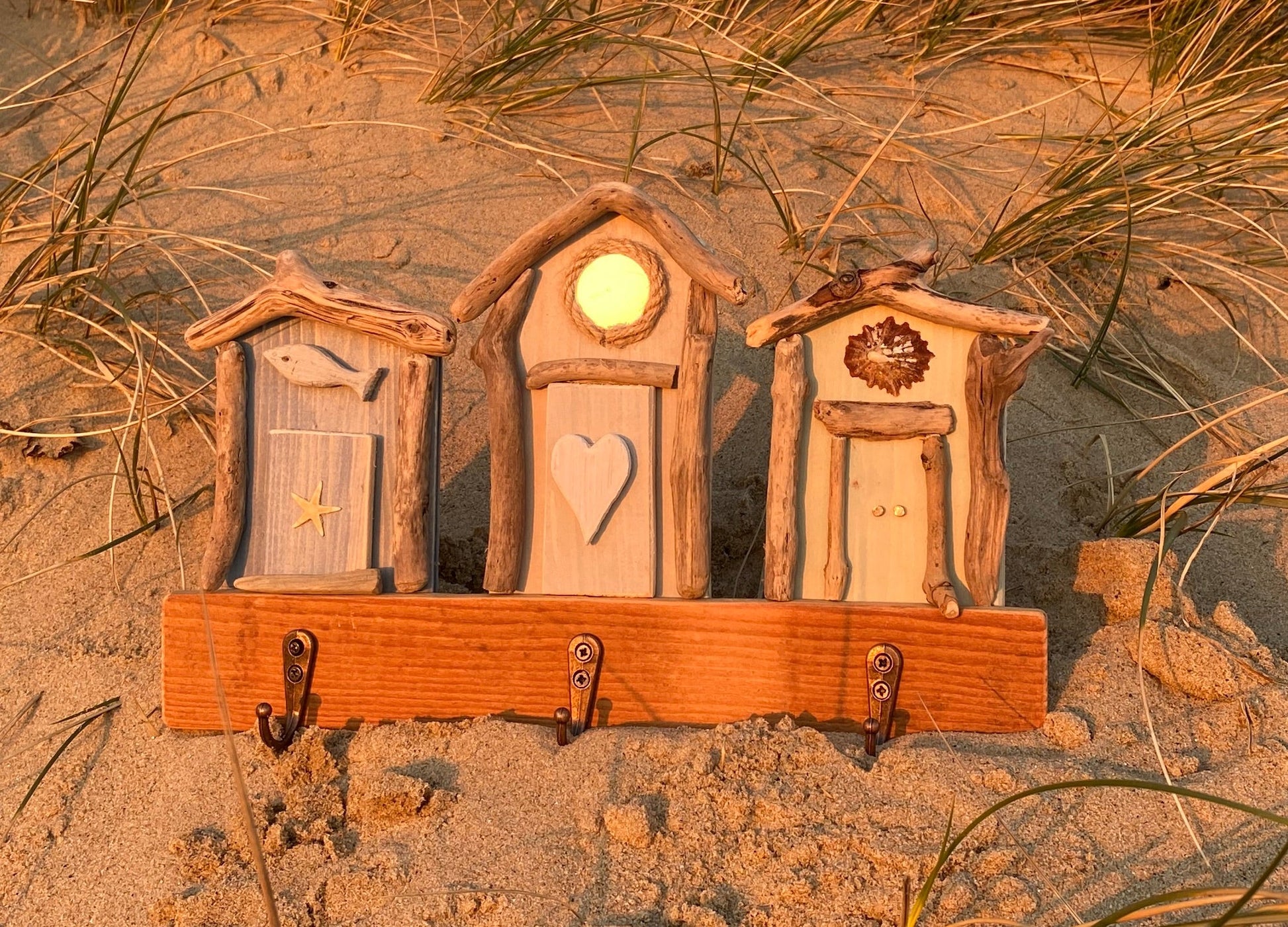 Driftwood Triple Beach Hut Hooks - Drift Craft by Jo