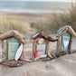 Driftwood Triple Beach Huts - Aqua / Grey / Aqua - Drift Craft by Jo