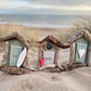 Driftwood Triple Beach Huts - Aqua / Grey / Aqua - Drift Craft by Jo