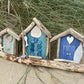 Driftwood Triple Beach Huts - Green / Aqua / Blue - Drift Craft by Jo