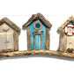 Driftwood Triple Beach Huts - Grey / Turquoise / Grey - Drift Craft by Jo